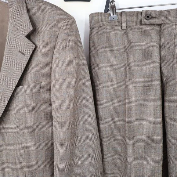 Zara Suit Mens 42 34x33 Single Breasted Two Button Straight Leg Two Piece Plaid
